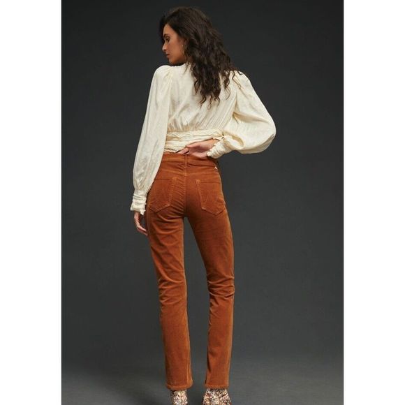 New Mother The Mid Rise Dazzler Corduroy Ankle Jeans Pants In Monks Robe Size 34 - Picture 2 of 13